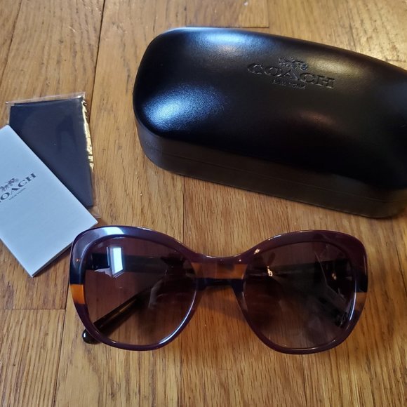 Coach Havana Striped Cat Eye Sunglasses - NWT! - Picture 1 of 12
